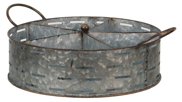 Dekorativní plechový zinkový box s 5-ti přihrádkami a uchy Rosa – 43x34x15 cm