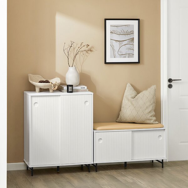 Sobuy Fsb62-W Botník Kuchyňská Skříňka Příborník Komoda Boční Skříňka Úložná Skříň Bílá 70X87X37Cm