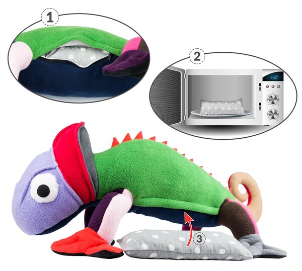 Hřejivý chameleon – měkký plyšový polštář - 959 - 382 - 475 - 366 - 386