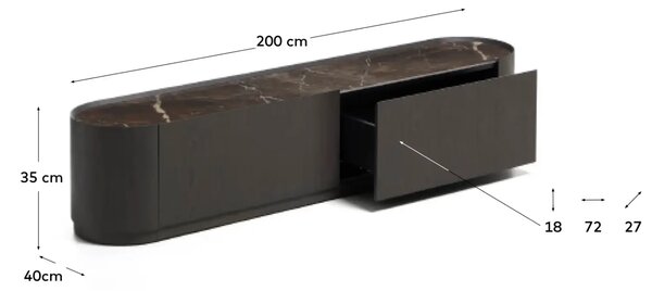 Kave Home Hnědý dubový TV stolek Nemore 200 x 40 cm
