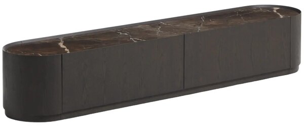 Kave Home Hnědý dubový TV stolek Nemore 200 x 40 cm