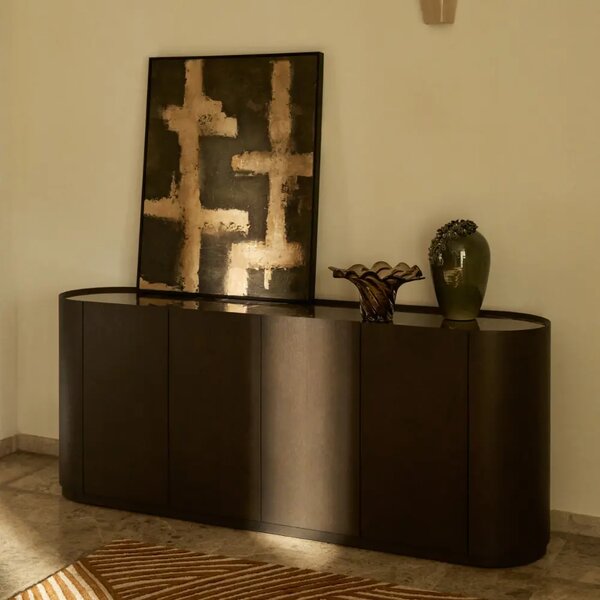 Kave Home Hnědá dubová komoda Nemore 200 x 45 cm