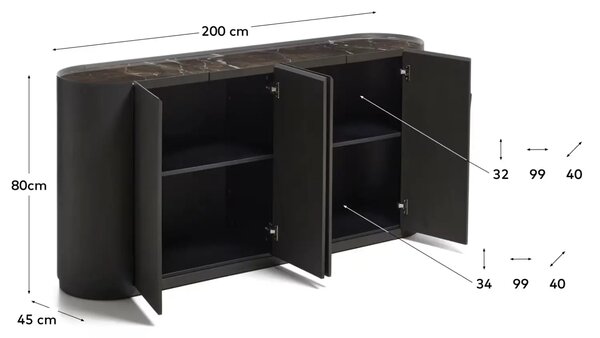 Kave Home Hnědá dubová komoda Nemore 200 x 45 cm