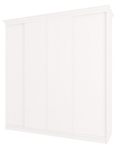 Skříň Rim-Veneziano 4D 2,63 m bílá s římsou, fasádami DTD