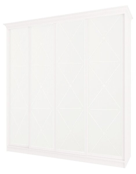 Skříň Rim-Veneziano 4D 2,63 m bílá s římsou, fasádami DTD (s dekorem)