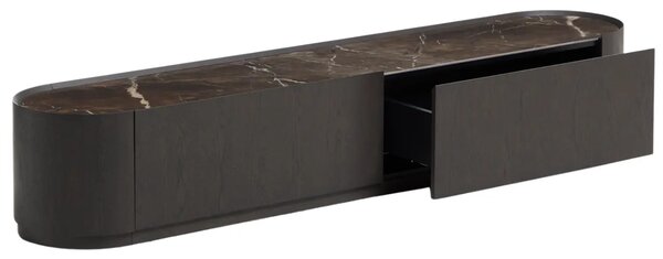 Kave Home Hnědý dubový TV stolek Nemore 200 x 40 cm