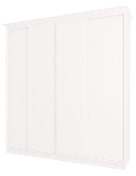 Skříň Rim-Veneziano 4D 2,4 m bílá s římsou, fasádami DTD