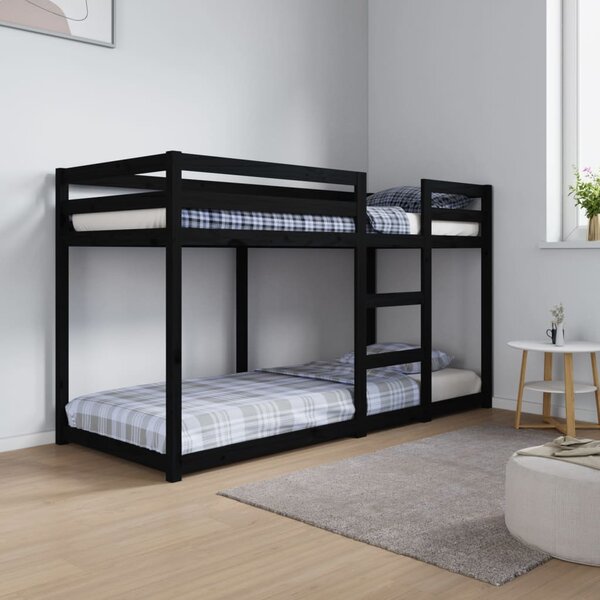 Patrová postel černá 75 x 190 cm masivní borové dřevo