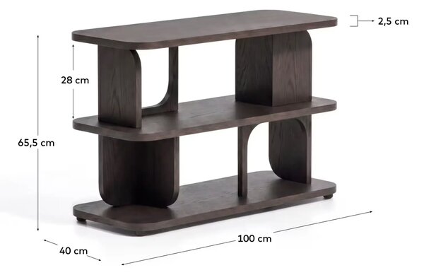 Kave Home Tmavě hnědý dubový regál Aduma 66 x 100 cm