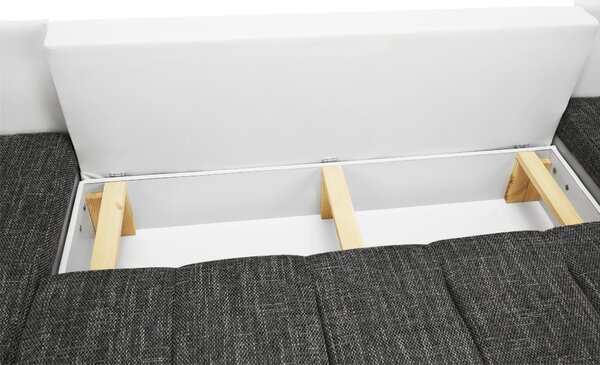 KONDELA Univerzální sedací souprava, ekokůže bílá / látka šedý melír, TONIKS U UNI