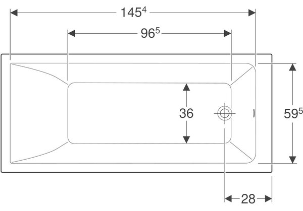Geberit Selnova Square obdélníková vana 160x70 cm bílá 554.382.01.1