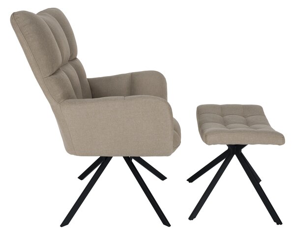 KONDELA Designové otočné křeslo s podnoží, béžová / černá, KOMODO TYP 2
