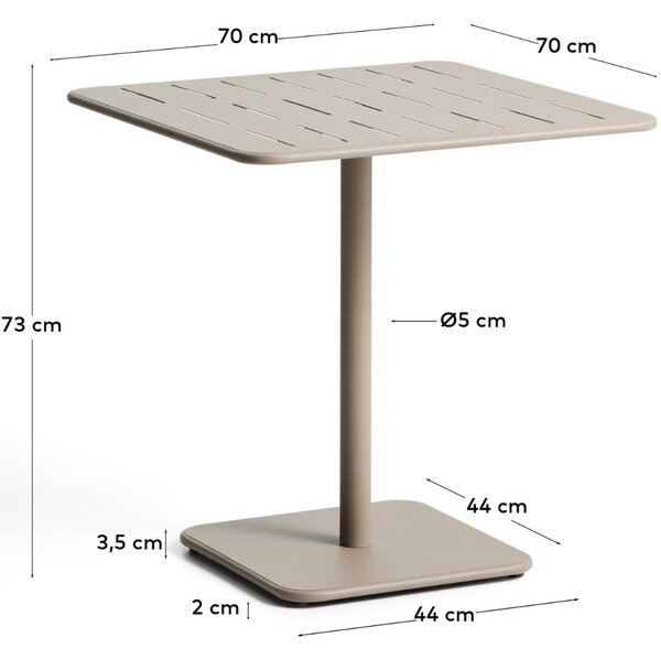 Kave Home Béžový kovový zahradní stůl Brai 70 x 70 cm