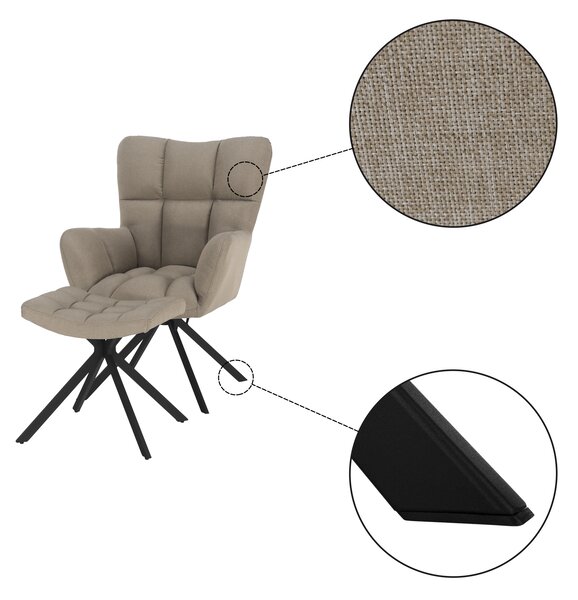 KONDELA Designové otočné křeslo s podnoží, béžová / černá, KOMODO TYP 2