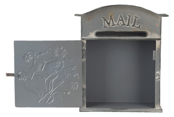Šedá retro poštovní schránka ok – 26x10x31 cm