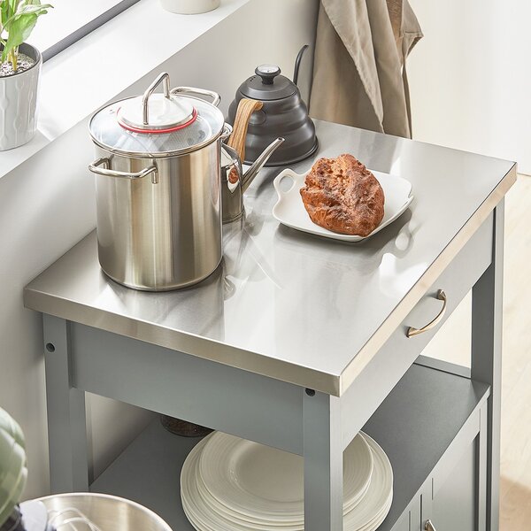 Sobuy Fkw22-Hg Kuchyňský Vozík Servírovací Vozík Světle Šedá 60X92X44Cm
