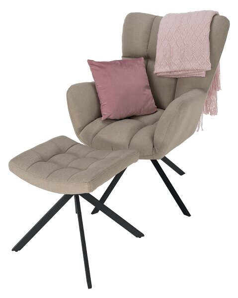 KONDELA Designové otočné křeslo s podnoží, béžová / černá, KOMODO TYP 2