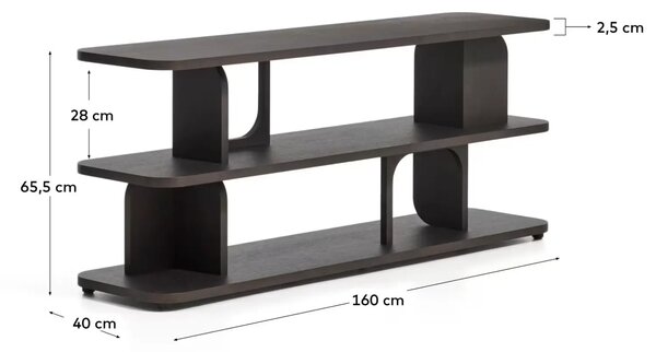 Kave Home Tmavě hnědý dubový regál Aduma 66 x 160 cm