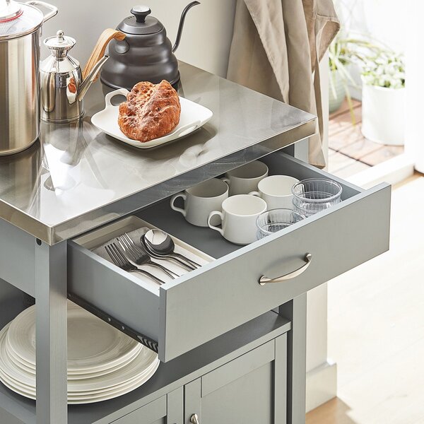 Sobuy Fkw22-Hg Kuchyňský Vozík Servírovací Vozík Světle Šedá 60X92X44Cm