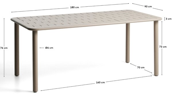 Kave Home Béžový kovový zahradní stůl Brai 180 x 90 cm