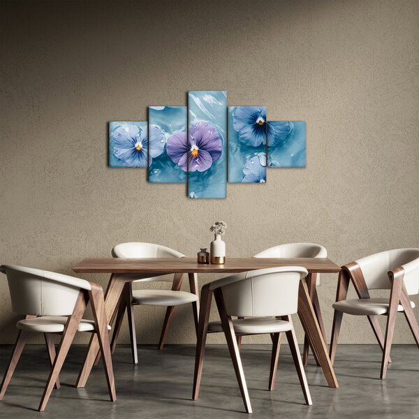 Obraz - Fialky ve vodě (125x70 cm)