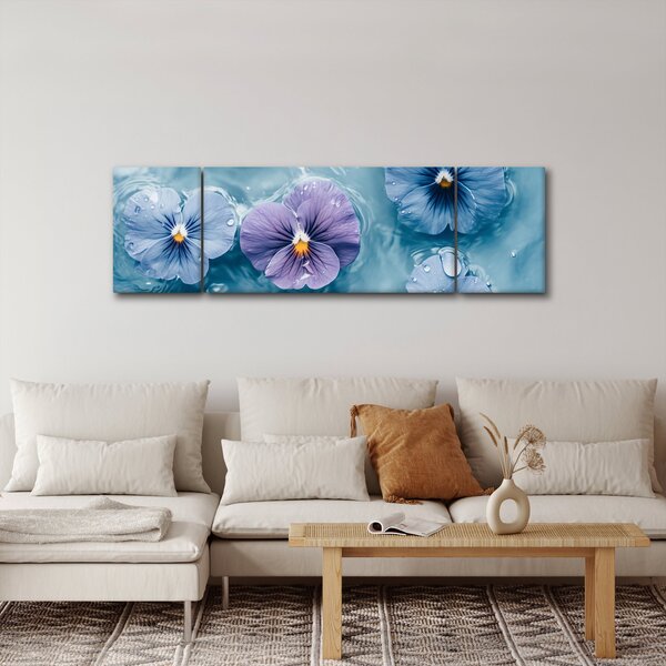 Obraz - Fialky ve vodě (170x50 cm)