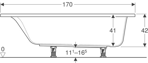 Geberit Selnova Square obdélníková vana 170x75 cm bílá 554.385.01.1