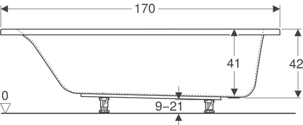 Geberit Selnova obdélníková vana 170x70 cm bílá 554.384.01.1
