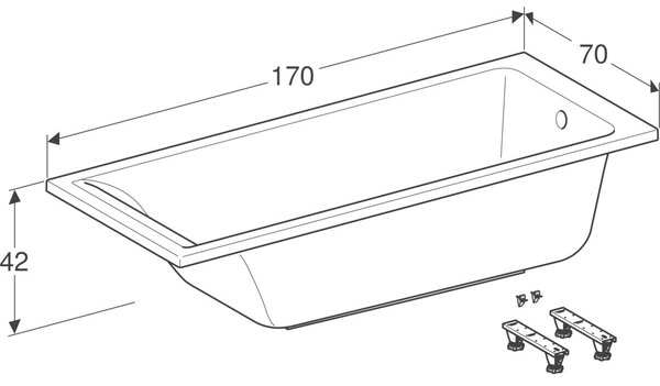 Geberit Selnova obdélníková vana 170x70 cm bílá 554.384.01.1