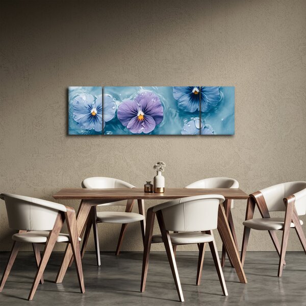 Obraz - Fialky ve vodě (170x50 cm)