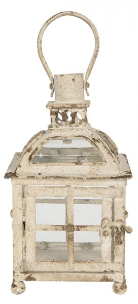 Kovová krémová lucerna ve vintage stylu Senet – 17x17x27 cm