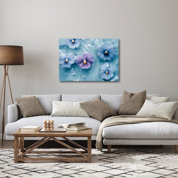 Obraz - Fialky ve vodě (70x50 cm)