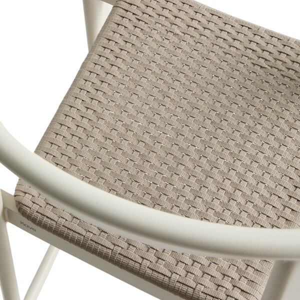 Kave Home Krémová zahradní barová židle s výpletem Erice 75 cm