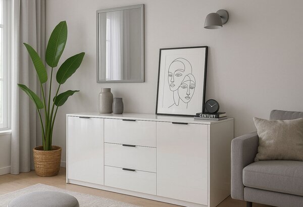 Komoda Roma Color 2 dveře 3 šířky 1,6 m lesklá bílá