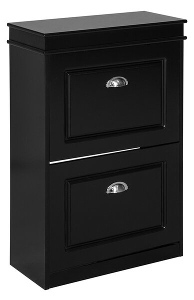Sobuy Fsr78-Sch Botník Sklápěč Bot Botník Se 2 Klapkami Černý 53X82X24Cm