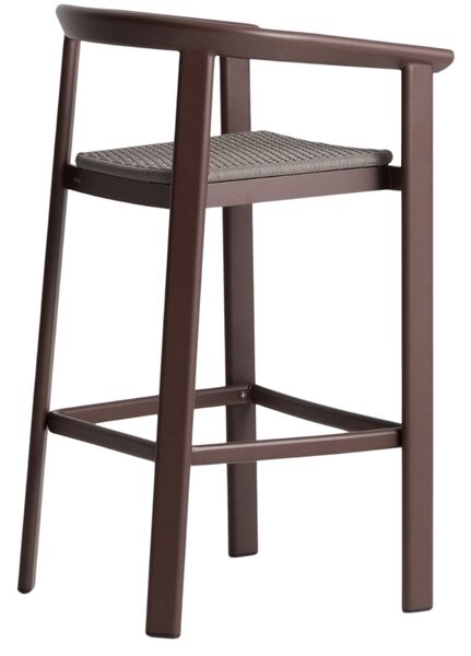 Kave Home Hnědá zahradní barová židle s výpletem Erice 75 cm