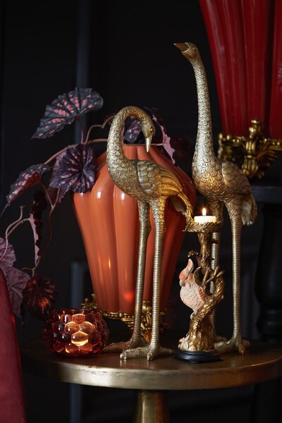 Zlatý antik svícen s papouškem Parrot antique - 9*8*28 cm - Light & Living