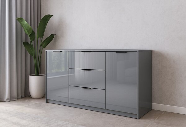 Komoda Roma Color 2 dveře 3 šířky 1,6 m lesklá šedá láva