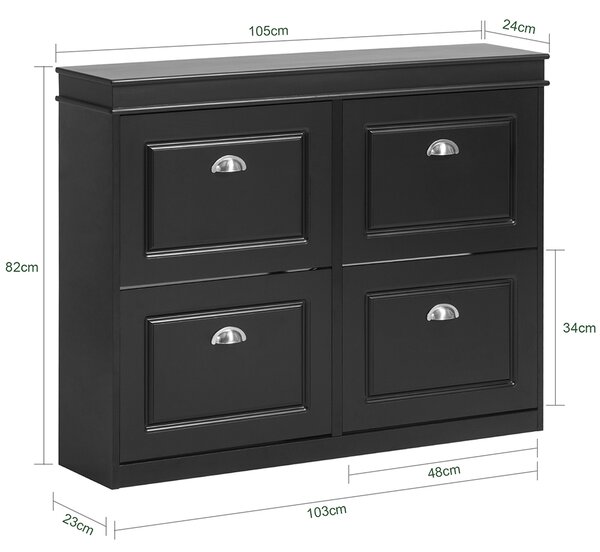 Sobuy Fsr79-Sch Botník Se 4 Klopami Botník Černá 105X82X24Cm