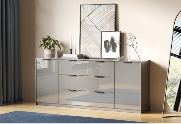 Komoda Roma Color 2 dveře 3 šířky 2,0m lesklá šedá láva