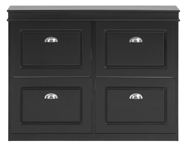 Sobuy Fsr79-Sch Botník Se 4 Klopami Botník Černá 105X82X24Cm