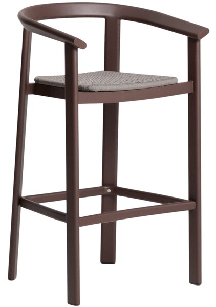 Kave Home Hnědá zahradní barová židle s výpletem Erice 75 cm