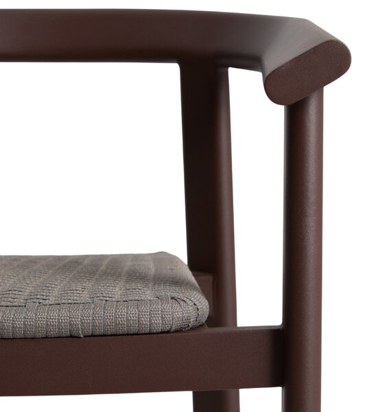 Kave Home Hnědá zahradní barová židle s výpletem Erice 75 cm