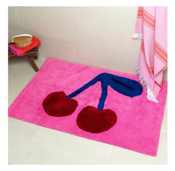 Růžová textilní koupelnová předložka 83x52,5 cm Cherry – Rex London