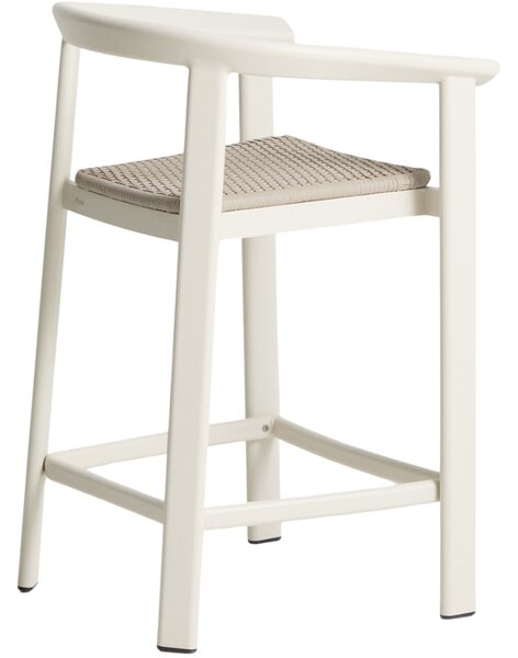 Kave Home Krémová zahradní barová židle s výpletem Erice 65 cm