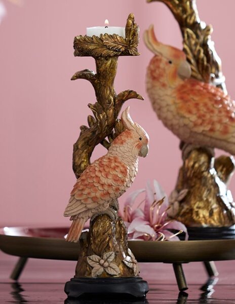 Zlatý antik svícen s papouškem Parrot antique - 9*8*28 cm - Light & Living