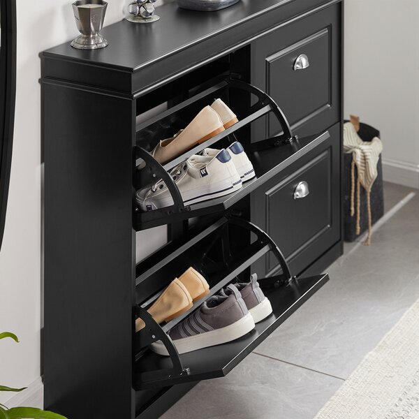 Sobuy Fsr79-Sch Botník Se 4 Klopami Botník Černá 105X82X24Cm