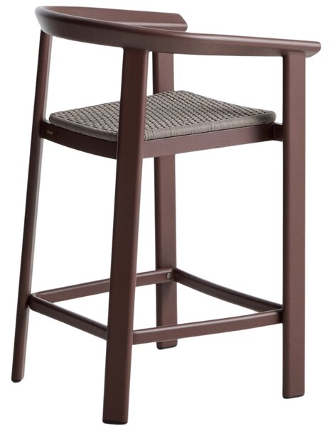 Kave Home Hnědá zahradní barová židle s výpletem Erice 65 cm