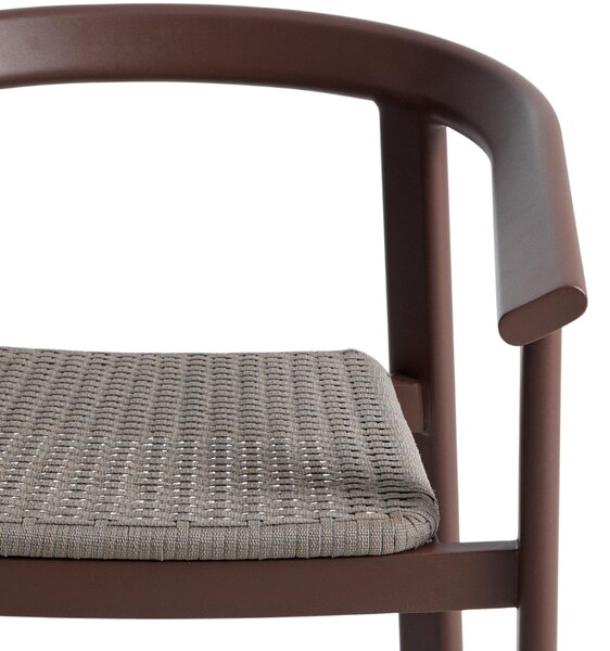 Kave Home Hnědá zahradní barová židle s výpletem Erice 65 cm