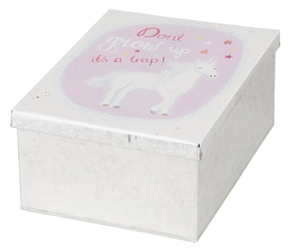 Kovová krabička s jednorožcem – 14x6x10 cm